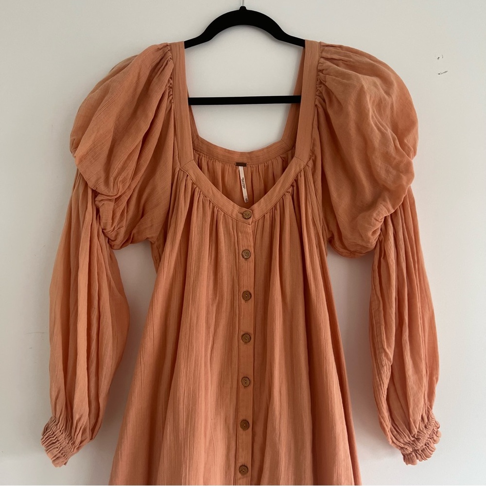 Free People 100% Cotton Peachy Long Sleeve Tunic Dress Womens XS